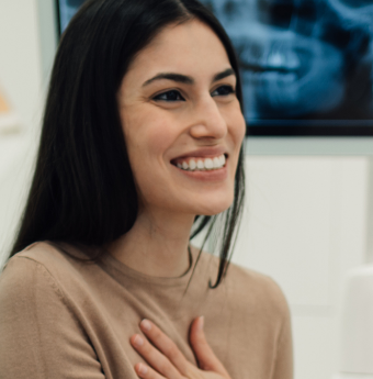 Close up of female dental patient smiling