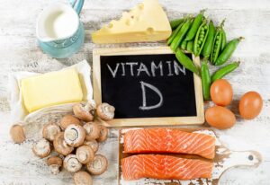 Assortment of vitamin D-rich foods.